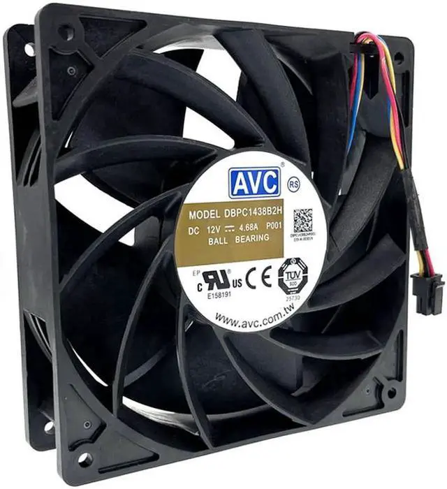 Alt view image 4 of 4 - DBPC1438B2H P001 Miner Mining Cooling Fan 140mm 14cm,140X140X38mm 12V Dual Ball 6900RPM Powerful High Speed Airflow CFM Cooler