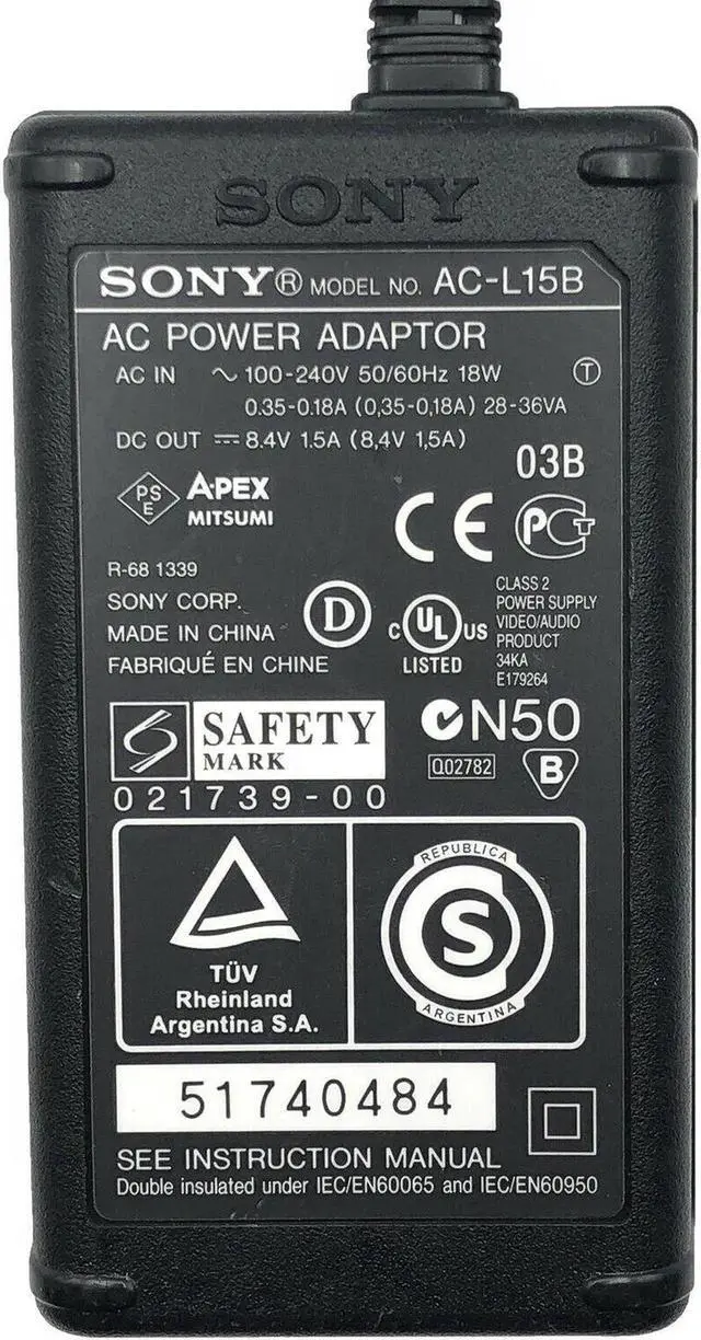 Alt view image 4 of 4 - Genuine So-ny AC-L15B AC Adapter for Cybershot DCR-TRV MVC-FD DSC-S30 W/P.Cord