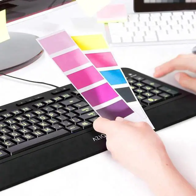 Alt view image 6 of 6 - A-zi-o Vision Backlit Computer Keyboard - Wired USB Keyboard with LARGE PRINT keys and 3 Interchangeable Backlight Colors