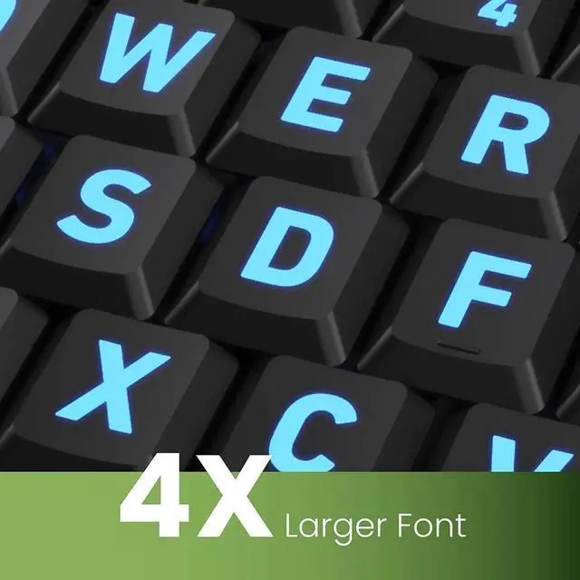 Alt view image 2 of 6 - A-zi-o Vision Backlit Computer Keyboard - Wired USB Keyboard with LARGE PRINT keys and 3 Interchangeable Backlight Colors