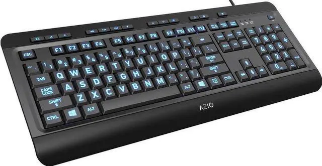 Main image of A-zi-o Vision Backlit Computer Keyboard - Wired USB Keyboard with LARGE PRINT keys and 3 Interchangeable Backlight Colors