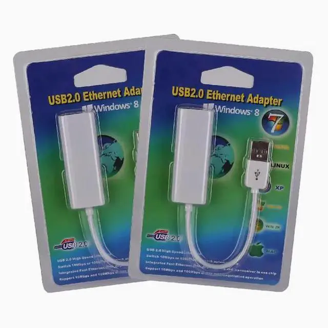 Alt view image 3 of 3 - No-drive USB wired 2.0 network card USB to RJ45 computer laptop WIN7/8/10 external network card