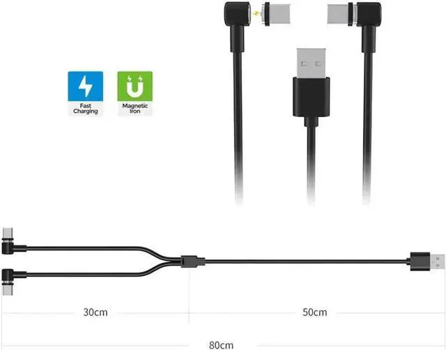 Alt view image 4 of 7 - Controller Charger Cable for PS VR2 for PS5, 2 in 1 Charging Cord for Type-C Interface for Wireless Handle,VR Gaming Controller Charge Accessories