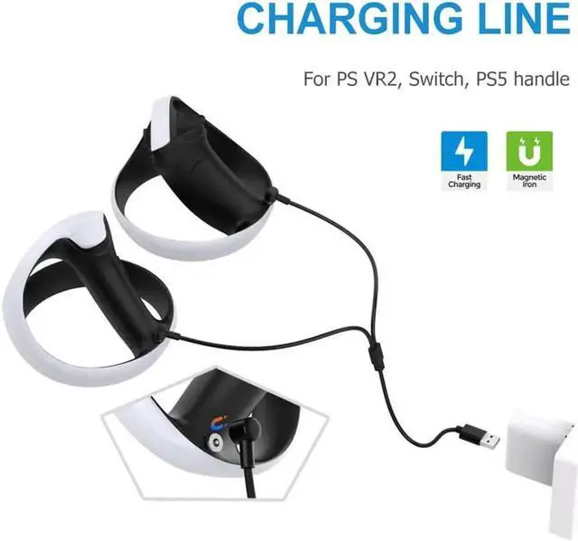 Alt view image 7 of 7 - Controller Charger Cable for PS VR2 for PS5, 2 in 1 Charging Cord for Type-C Interface for Wireless Handle,VR Gaming Controller Charge Accessories