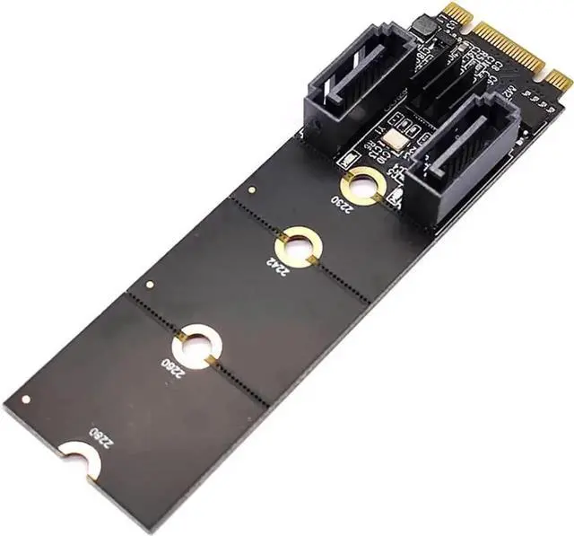 Alt view image 2 of 6 - M.2 (A+E Key) Card NGFF to 2 Ports SATA3.0 / 6G Extention Card Hard Disk Drive-Free JMB582 (Long Version)