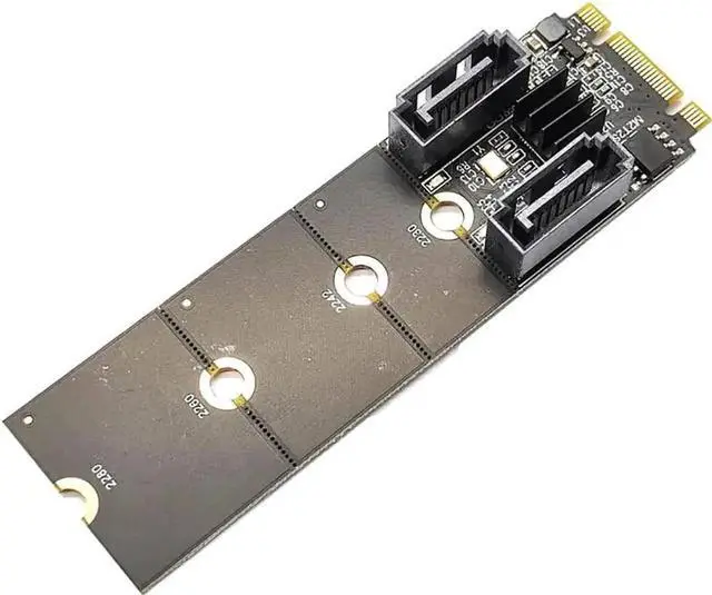 Alt view image 6 of 6 - M.2 (A+E Key) Card NGFF to 2 Ports SATA3.0 / 6G Extention Card Hard Disk Drive-Free JMB582 (Long Version)