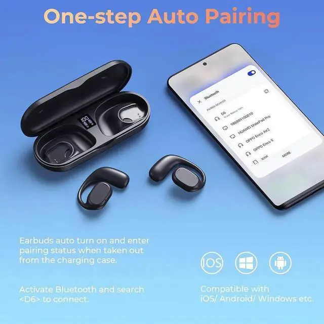 Main image of Wireless Earbuds | Bluetooth Headphones, Non-In-Ear Ear Protection Headphones Wireless Bluetooth 5.3 with LED Display, Up to 8 Hours Playtime Touch Control Sports Waterproof Earbuds Wireless Bluetooth