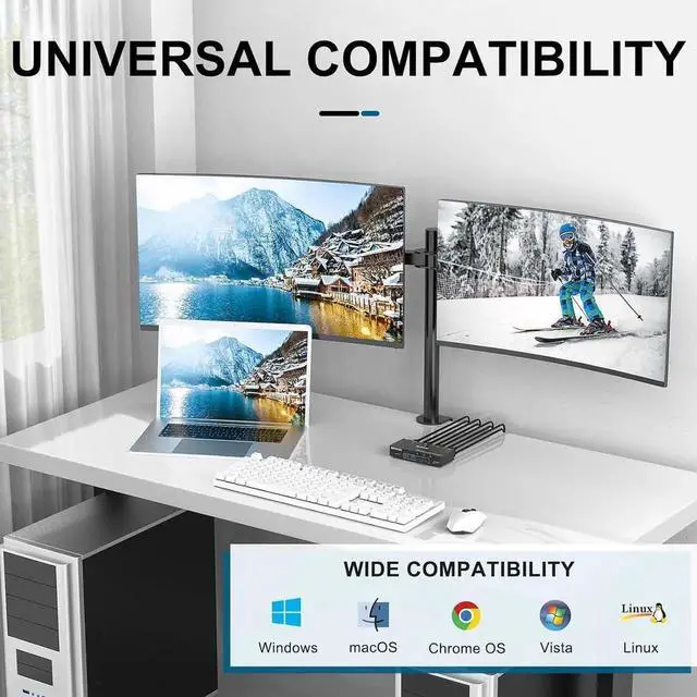 Main image of USB 3.0 HDMI KVM Switch for 3 PC 2 Monitors, EDID Emulator, 4K@60Hz Extended Display, HDMI2.0 Dual Monitor KVM Switch for 3 PC Share Keyboard, Mouse, Printer USB Device, with Wired Remote and 5 Cables