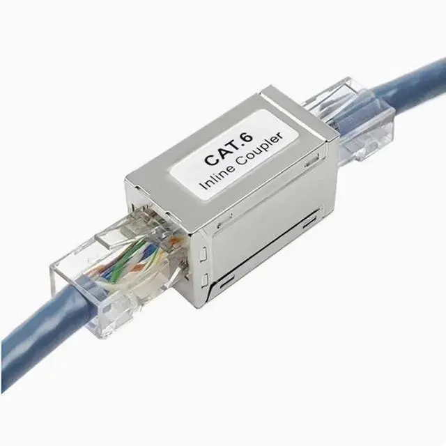 Alt view image 2 of 2 - cat7 Type 6 Super Type 6 Shielded interconnection network Straight connector RJ45 Network cable extender interconnection Gold-plated stainless steel