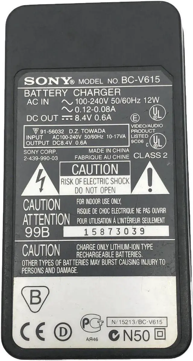 Alt view image 6 of 6 - Genuine AC Adapter Battery Charger SO-NY BC-V615 for Handycam HI-8 Camcorder w/PCord