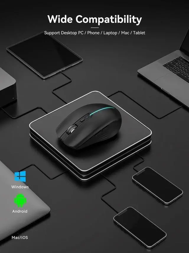 Main image of Bluetooth Wireless Mouse - (BT1/BT2+2.4G) Tri-Mode High Performance Mouse, Rechargeable 2.4G RF Wireless Mouse, Quiet Click, Multi-Device Compatibility for Laptop, Computer, Tablet, PC