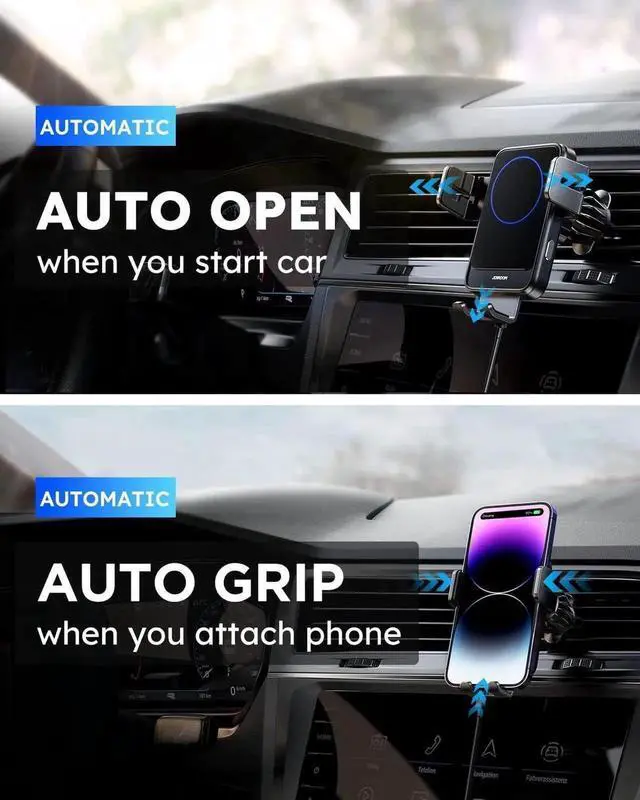 Alt view image 3 of 7 - Wireless Car Charger Mount Auto-Clamping 15W Max Qi Fast Charging Wireless Phone Charger for Car Super Stable & Hands-Free Air Vent Car Phone Mount Charger for iPhone 15 14 13 12 11