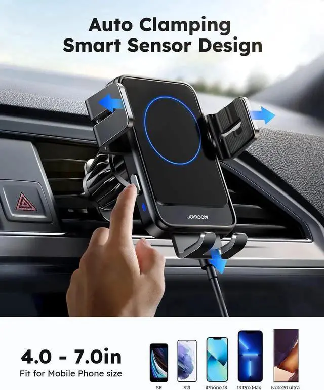 Alt view image 2 of 7 - Wireless Car Charger Mount Auto-Clamping 15W Max Qi Fast Charging Wireless Phone Charger for Car Super Stable & Hands-Free Air Vent Car Phone Mount Charger for iPhone 15 14 13 12 11