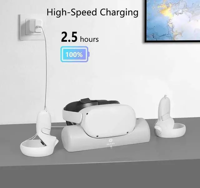 Alt view image 2 of 7 - METORY Charging Dock for Oculus Quest 2, Fast Charging Station with Magnetic Connector & USB C Charging Cable, Oculus Quest 2 Accessories