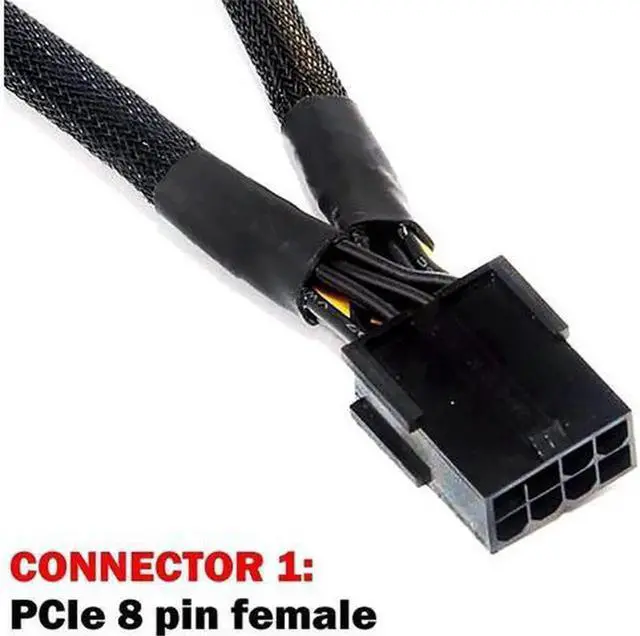 Alt view image 2 of 5 - 16 Gauge 8-Pin Female to Dual 8 Pin (6+2) Male 30.5 cm (12-inch) 16 AWG PCI-E GPU Miner Graphics Video Card VGA Sleeved Braided Woven Extension Power Cable Splitter Black Swan Mining 4/Pack