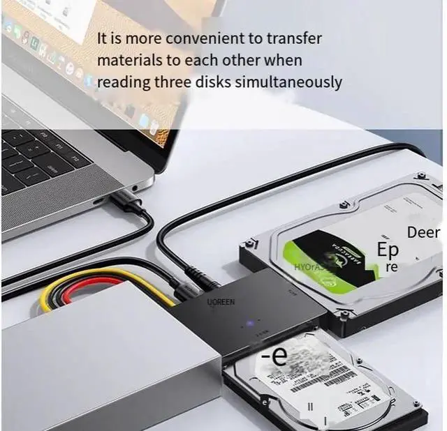 Alt view image 4 of 7 - UGREEN IDE/SATA to USB3.0 Easy drive cable, external desktop hard drive with power supply, 2.5/3.5-inch notebook mechanical ssd solid-state drive, optical drive reader
