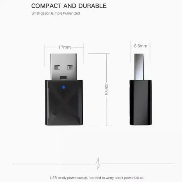Alt view image 4 of 5 - USB Bluetooth transmitter receiver 2-in-1 Wireless Audio Adapter 5.0 TV computer car