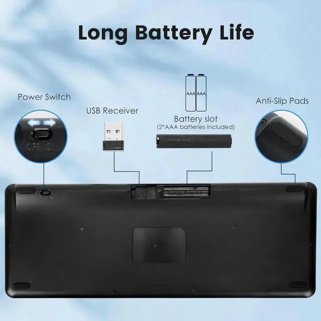 Alt view image 2 of 7 - Multi-Device Wireless Bluetooth Keyboard with Touchpad-Wireless TV Keyboard with Multi-Touch Big Size Trackpad,Support 3 Devices for TV,Windows, Android, Chrome OS, Laptop, Tablet