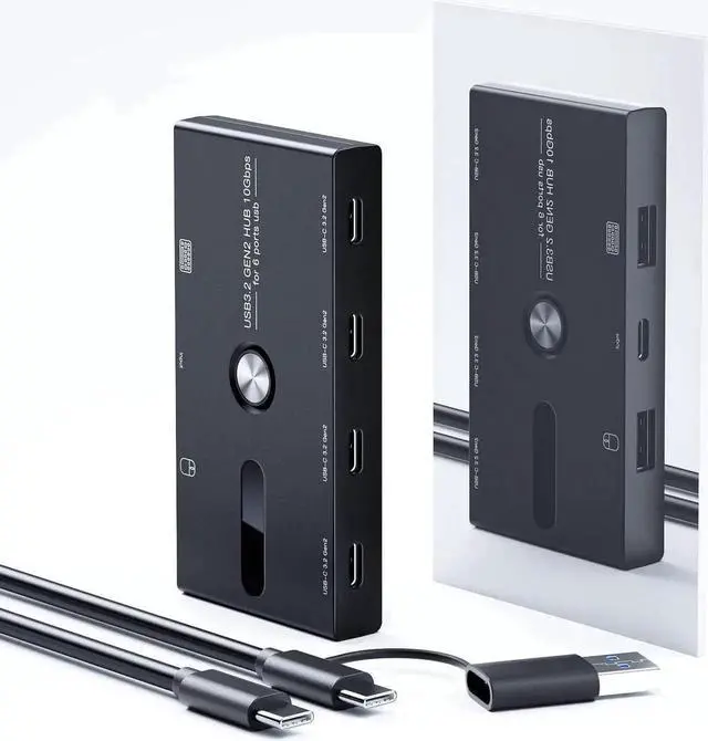 Alt view image 7 of 7 - 10Gbps USB 3.2 Gen 2 USB C Hub, 6 Ports USB C Splitter, USB C to USB C and USB A Hub for PC, Laptop, Mac-Book Pro/Air, i-Mac, Surface Pro, Chro-m-e-book, Etc (HUB ONLY, Not Support Charging/Monitor)