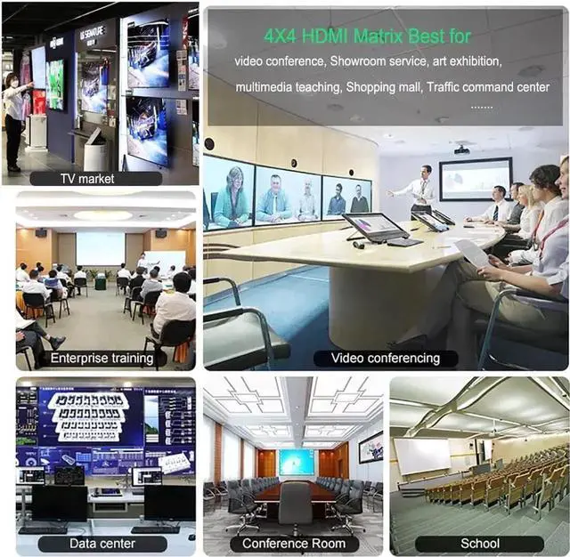 Alt view image 4 of 7 - 4K HDMI Splitter, 4 in 4 Out HDMI Matrix Switch, HDMI 2.0 Support 3840x2160@60Hz with Audio Switch, IR Remote+ Button Press + RS232 Control, Support EDID Audio Extractor, 3D, HDR, 18 GBPS, HDCP 2.2