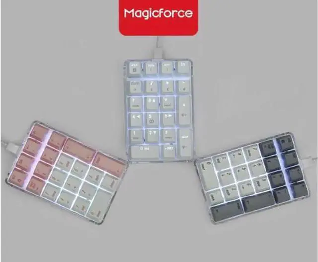 Alt view image 6 of 7 - Mechanical Numeric Keypad GATERON Brown Switch Wired Gaming Keypad Crystal Case White Backlit 21 Keys Mini Numpad Portable Keypad Extended Layout Pink Magicforce by Qisan