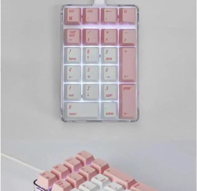 Alt view image 4 of 7 - Mechanical Numeric Keypad GATERON Brown Switch Wired Gaming Keypad Crystal Case White Backlit 21 Keys Mini Numpad Portable Keypad Extended Layout Pink Magicforce by Qisan