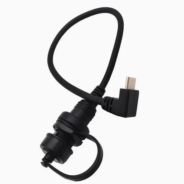 Alt view image 3 of 7 - USB2.0 waterproof cable Car yacht motorcycle instrument panel type-c extension cable Data charging adapter cable male to female bend Left+Right Angle