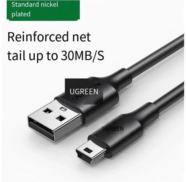 Alt view image 2 of 6 - UGREEN USB to Mini USB data cable T-port for mobile hard disk data cable camera car dashcam old charger cable