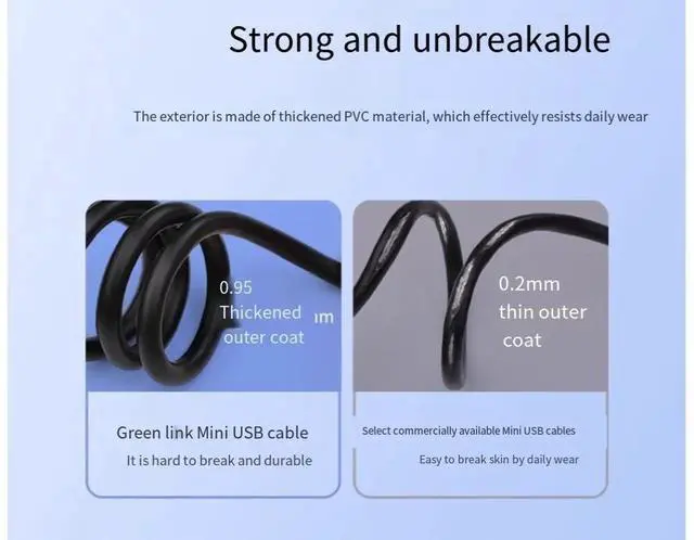 Alt view image 4 of 6 - UGREEN USB to Mini USB data cable T-port for mobile hard disk data cable camera car dashcam old charger cable