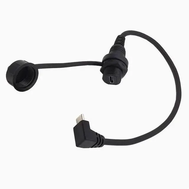 Alt view image 2 of 7 - USB2.0 waterproof cable Car yacht motorcycle instrument panel type-c extension cable Data charging adapter cable male to female bend Left+Right Angle