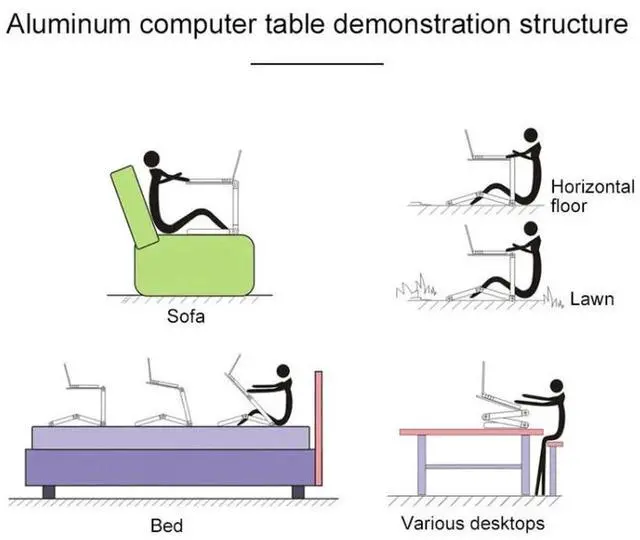 Alt view image 5 of 7 - Portable 360 Degree Adjustable Foldable Aluminium Alloy Desk Stand with Double CPU Fans & Mouse Pad for Laptop / Notebook, Desk Size: 420mm x 260mm (Black)