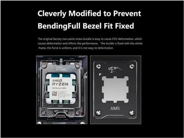 Alt view image 4 of 6 - CPU Contact Frame Anti-Bending Buckle for AMD AM5 Aluminum Corrector Bracket Holder,AM5 Full-fit Fixed Non-Marking Mounter Fixing Frame, CPU Cooler Standard for X670 B650,Black