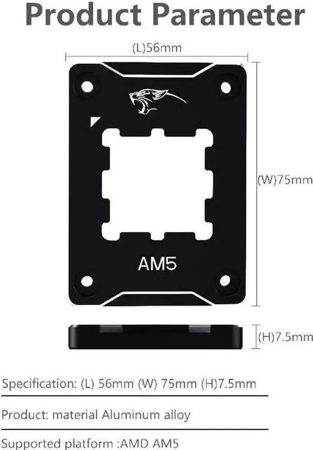 Alt view image 2 of 6 - CPU Contact Frame Anti-Bending Buckle for AMD AM5 Aluminum Corrector Bracket Holder,AM5 Full-fit Fixed Non-Marking Mounter Fixing Frame, CPU Cooler Standard for X670 B650,Black