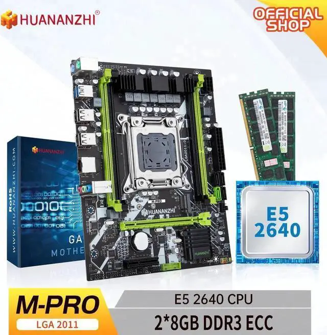 Main image of HUANANZHI X79 M PRO LGA 2011 XEON X79 Motherboard with Intel E5 2640 with 2*8GB DDR3 RECC memory combo kit set NVME