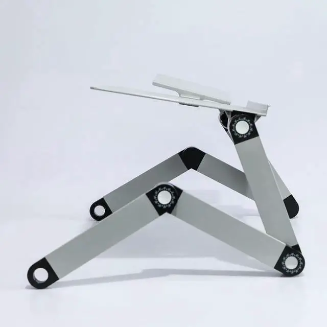Alt view image 3 of 7 - T8 Aluminum Alloy Folding & Lifting Laptop Desk Office Desk Heightening Bracket with Fan & Mouse Board (Silver) with Fan & Mouse Board (Silver)