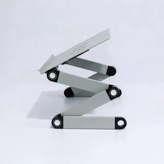 Alt view image 2 of 7 - T8 Aluminum Alloy Folding & Lifting Laptop Desk Office Desk Heightening Bracket with Fan & Mouse Board (Silver) with Fan & Mouse Board (Silver)
