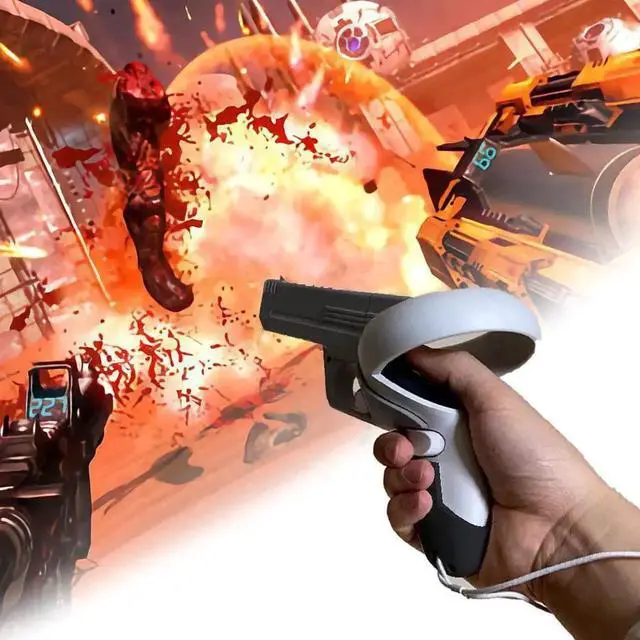 Alt view image 7 of 7 - Pistol Grip for Oculus Quest 2 Controllers VR, Oculus 2 Gun Stock Accessories, Enhanced Shooting Gaming Experience, Best Gunstock, Compatible For Pistol Whip Operation (Black)