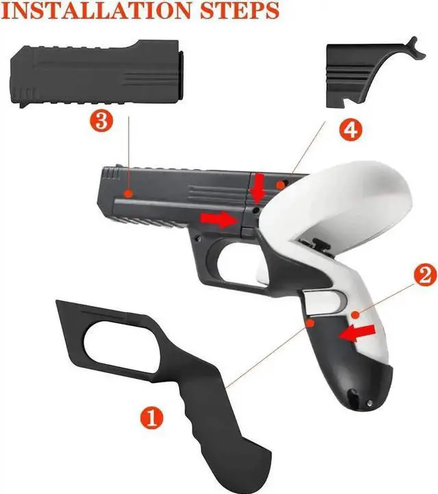 Alt view image 5 of 7 - Pistol Grip for Oculus Quest 2 Controllers VR, Oculus 2 Gun Stock Accessories, Enhanced Shooting Gaming Experience, Best Gunstock, Compatible For Pistol Whip Operation (Black)