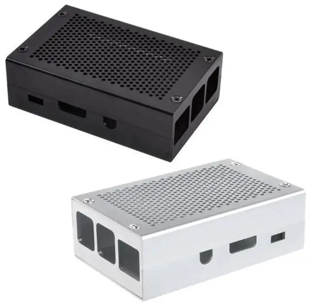 Alt view image 5 of 7 - Aluminum Alloy Shell Grid Cooling Box For Raspberry Pi 3 Model B Pi 2/B + Black with Fan Black with Fan