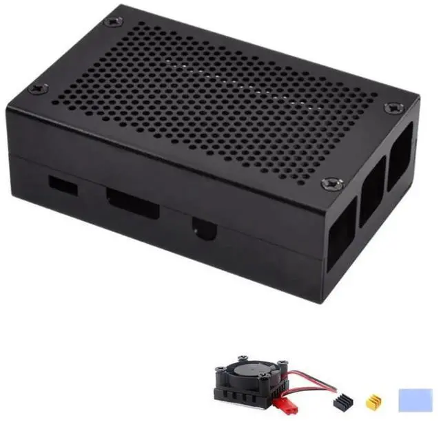 Main image of Aluminum Alloy Shell Grid Cooling Box For Raspberry Pi 3 Model B Pi 2/B + Black with Fan Black with Fan