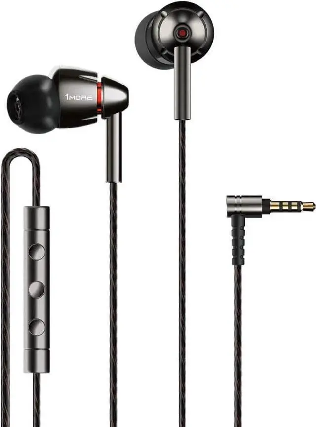 Main image of 1MORE Quad Driver in-Ear Earphones Hi-Res High Fidelity Headphones Warm Bass, Spacious Reproduction, High Resolution, Mic in-Line Remote Smartphones/PC/Tablet - Silver/Gray
