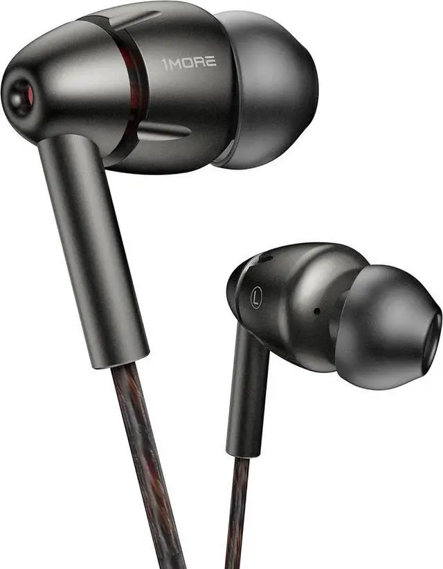 Alt view image 5 of 7 - 1MORE Quad Driver in-Ear Earphones Hi-Res High Fidelity Headphones Warm Bass, Spacious Reproduction, High Resolution, Mic in-Line Remote Smartphones/PC/Tablet - Silver/Gray