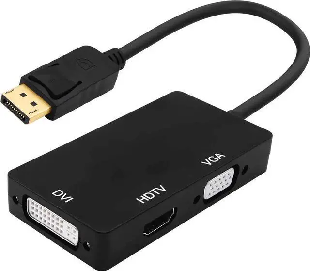 Main image of DisplayPort to HDTV VGA DVI Adapter DP to VGA DVI HDTV 3 in 1 Adapter Converter Male to Female Cable for PC Laptop TV Projector