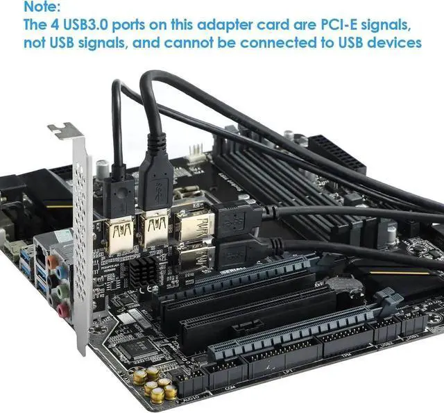 Alt view image 5 of 7 - Goldendisk PCI-E 1 to 4 Express 16X Slots Riser Card, 1X to External 4 USB 3.0 Adapter Multiplier for Bitcoin Mining