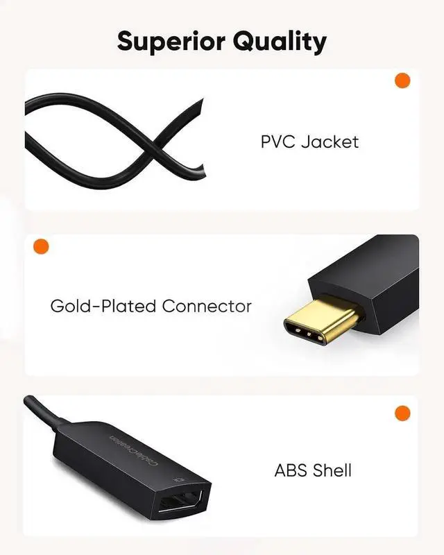 Alt view image 4 of 7 - CableCreation 8K USB C to DisplayPort Adapter, 40G Type C to Display Port,USB-C to DP 1.4 [8K@60Hz, 4K@144Hz] HDR, Thunderbolt 4/3 Compatible with Valve Index, MacBook, iPhone 15, XPS, Oculus Rift S