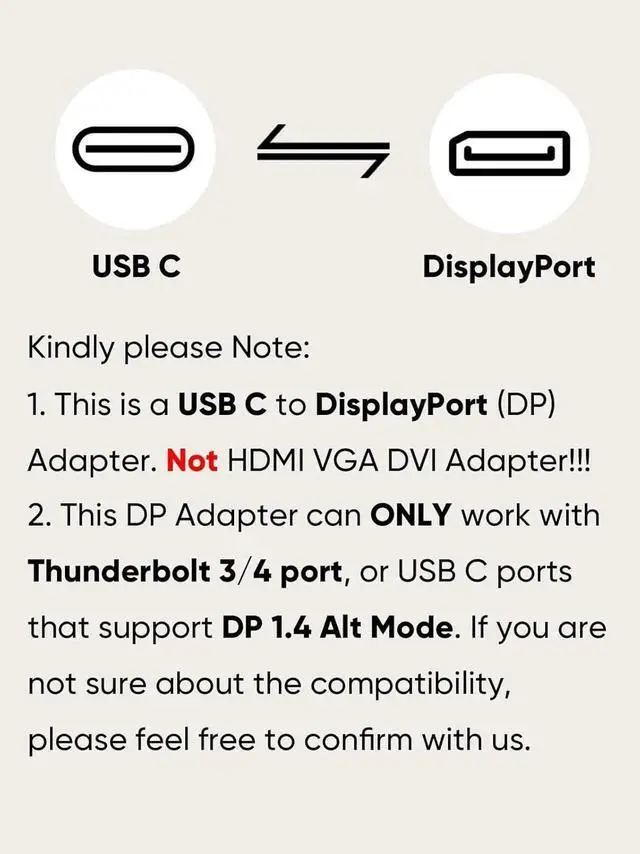 Alt view image 6 of 7 - CableCreation 8K USB C to DisplayPort Adapter, 40G Type C to Display Port,USB-C to DP 1.4 [8K@60Hz, 4K@144Hz] HDR, Thunderbolt 4/3 Compatible with Valve Index, MacBook, iPhone 15, XPS, Oculus Rift S
