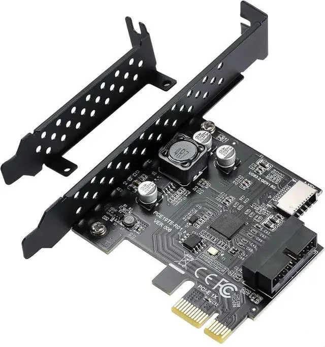 Main image of Goldendisk PCI-E 1X to USB 3.2 GEN1 5Gbps 20pin Front Panel Header (to Type-c Front Panel Header) + USB 3.0 19Pin Socket Expansion Card,Type-E Internal 20-pin Front Panel Connector Riser Card