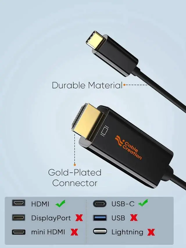 Alt view image 4 of 7 - CableCreation USB-C to HDMI 4K, 3ft Type-C to HDMI Cord Compatible with Thunderbolt 3/4, Android Phone to TV, iPhone 15/16 Series, MacBook, iPad Pro, Galaxy, Dell