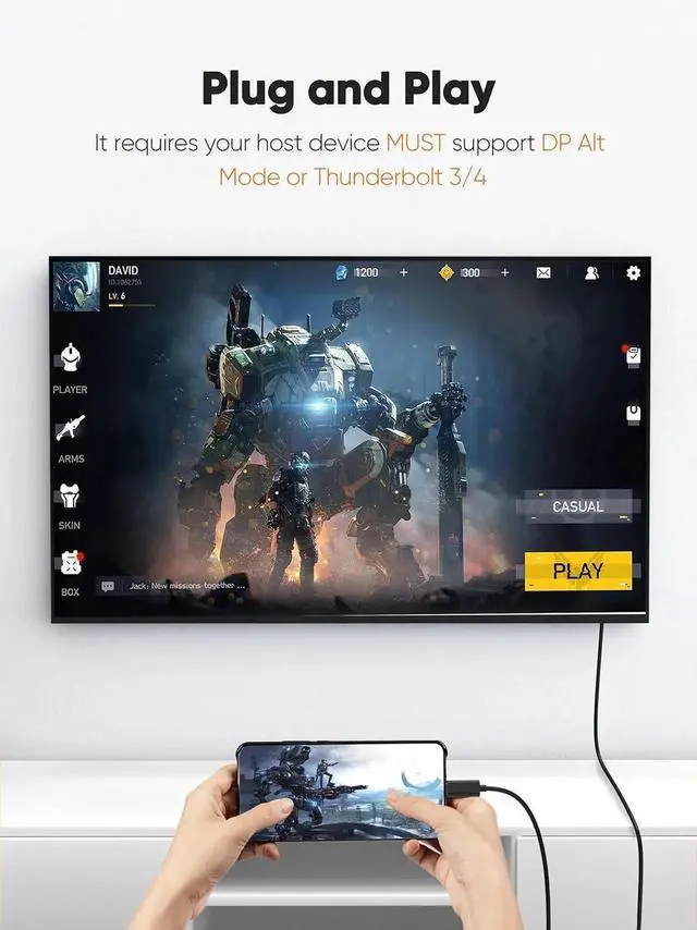 Alt view image 5 of 7 - CableCreation USB-C to HDMI 4K, 3ft Type-C to HDMI Cord Compatible with Thunderbolt 3/4, Android Phone to TV, iPhone 15/16 Series, MacBook, iPad Pro, Galaxy, Dell