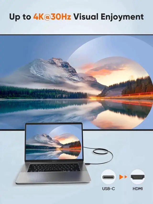 Alt view image 3 of 7 - CableCreation USB-C to HDMI 4K, 3ft Type-C to HDMI Cord Compatible with Thunderbolt 3/4, Android Phone to TV, iPhone 15/16 Series, MacBook, iPad Pro, Galaxy, Dell